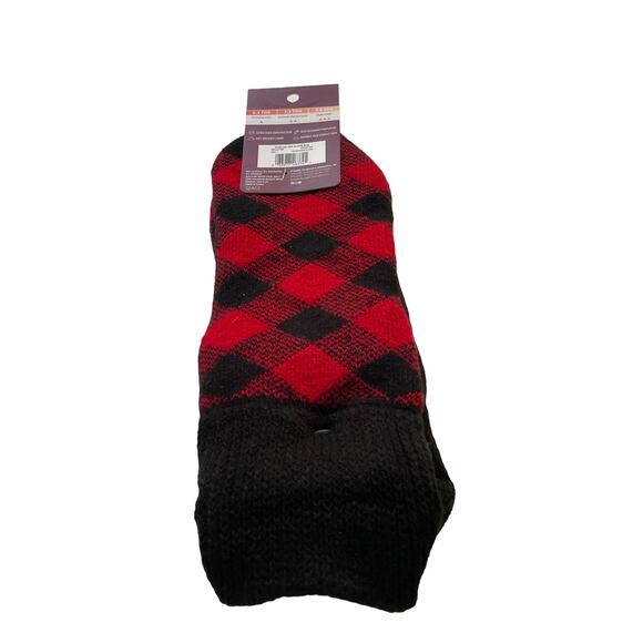 Muk Luks Slipper Socks Thermal Red/Black Buffalo Plaid New - Picture 10 of 12